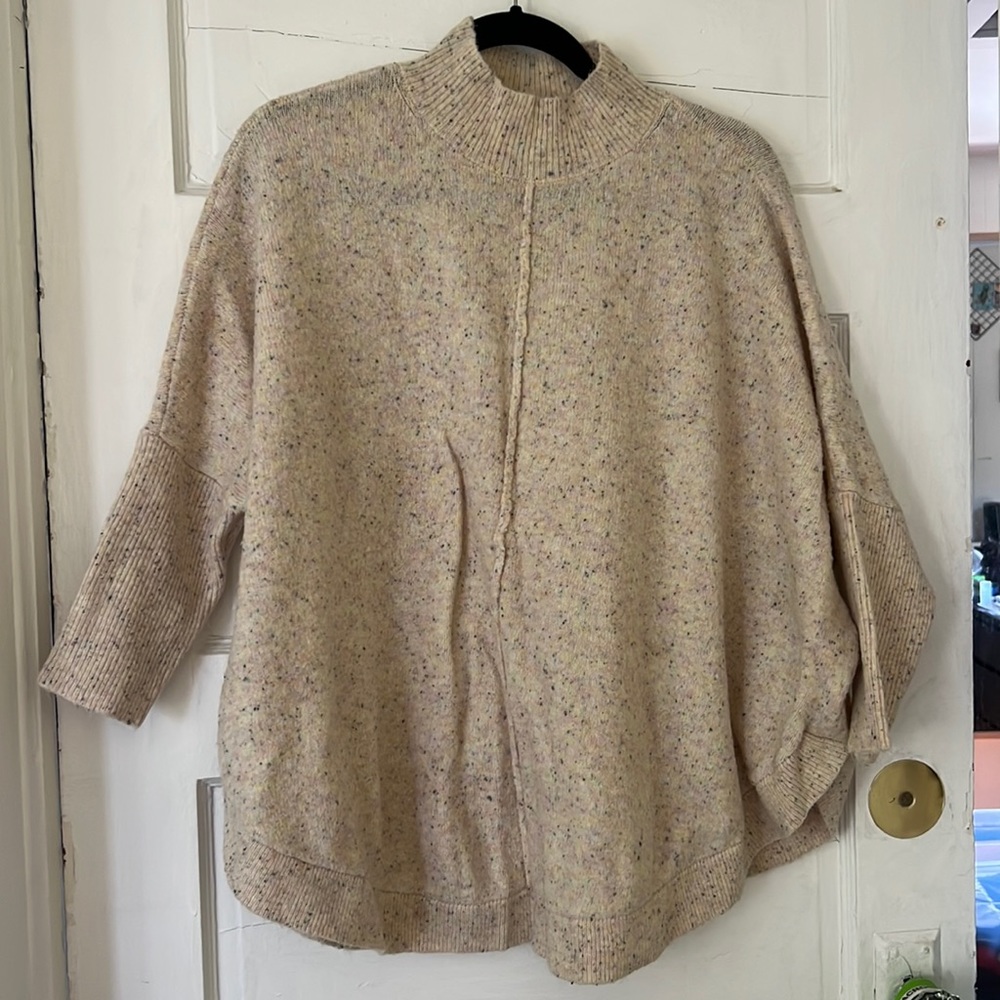 Loft | white multi mock neck sweater | medium